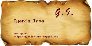 Gyenis Irma névjegykártya
